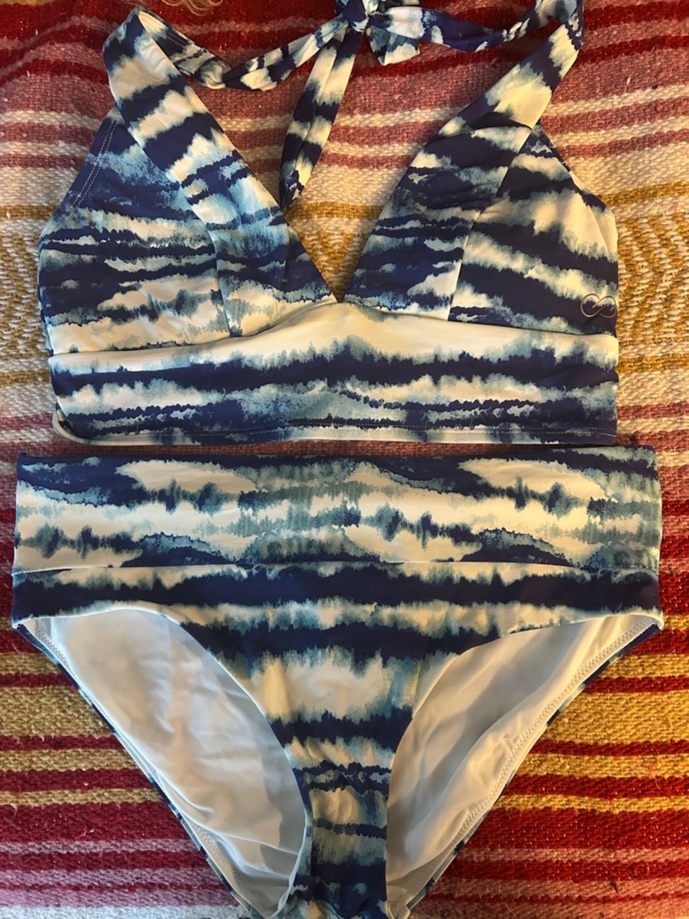 CALIA by Carrie Underwood Blue and White Tie-Dye Bikini Set